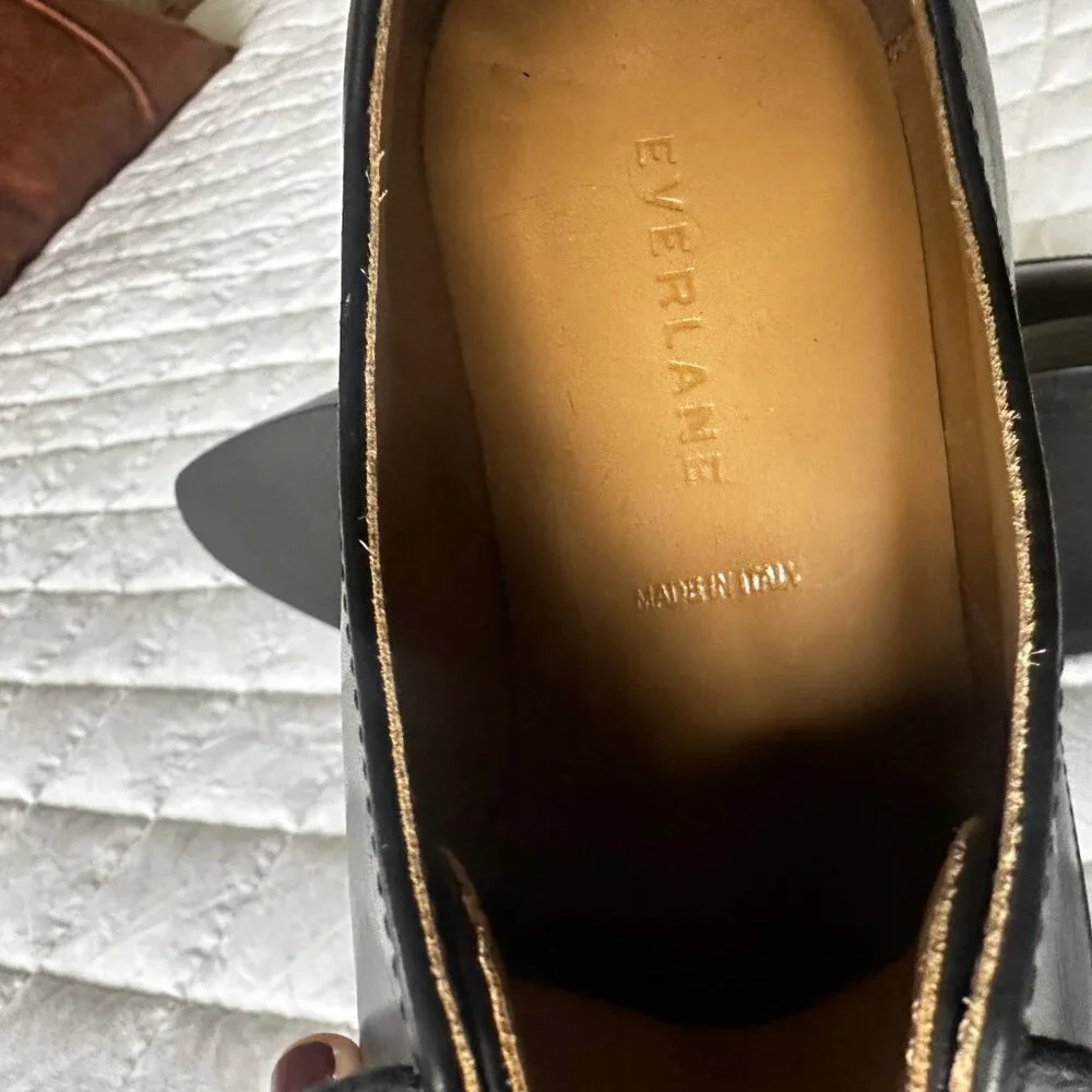 🖤 Everlane Black Leather Oxford Shoes – Size 8.5 (Made in Italy) Women's - Picture 6 of 8